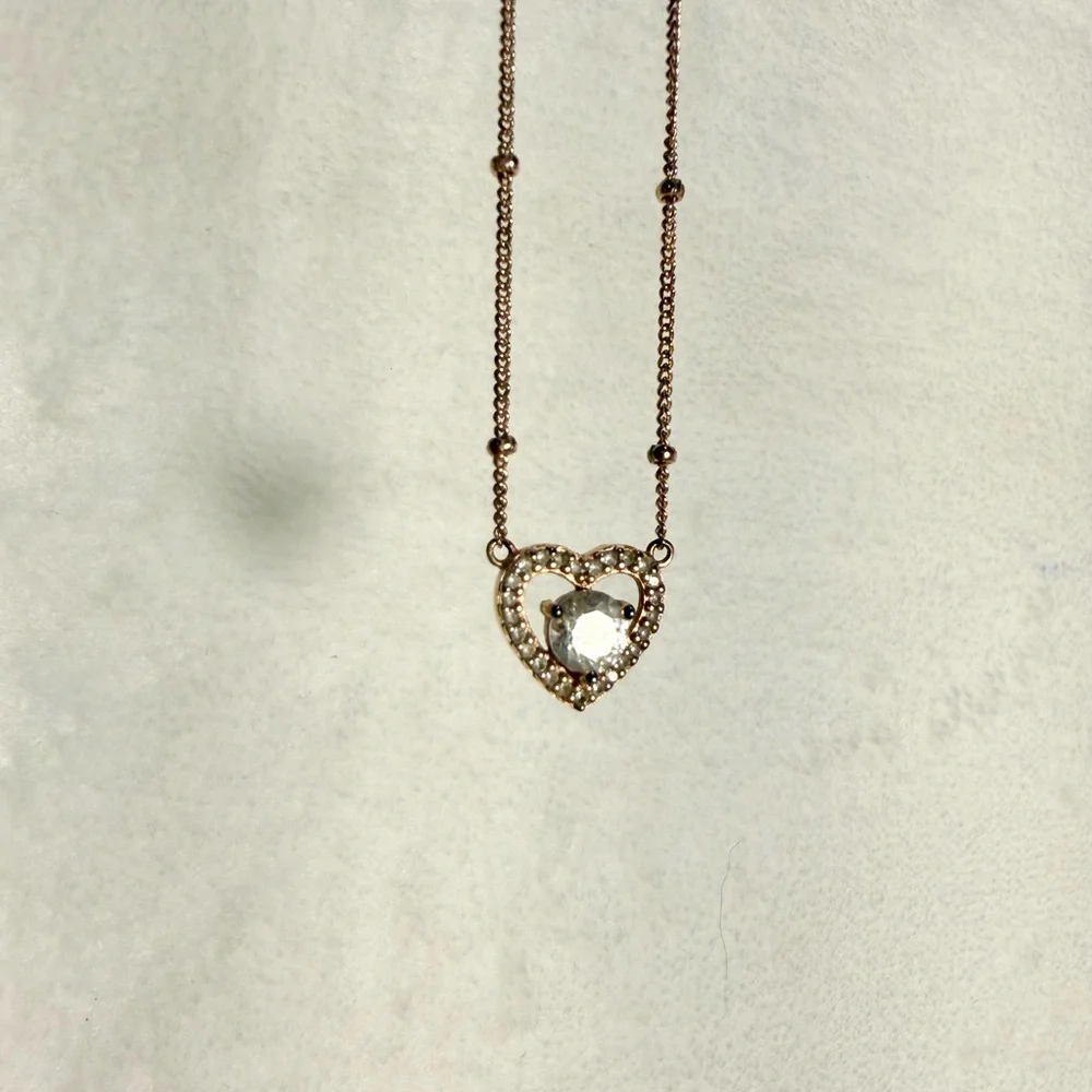 Zales 5.0mm White Sapphire Heart Bead Station Necklace - Picture 4 of 4